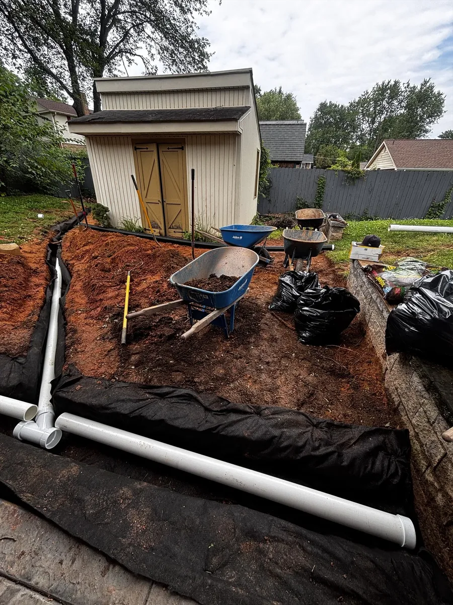 Perforated pipe and gravel French drain by Actaeon